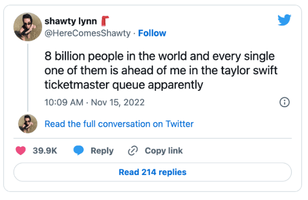 Tweet about the Ticketmaster PR disaster