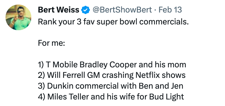 2023 super bowl ad tweet